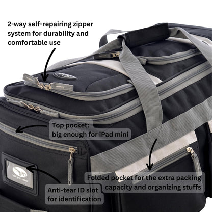 Olympia 22 Max Wheeled Duffel: 8-Pocket Water-Resist