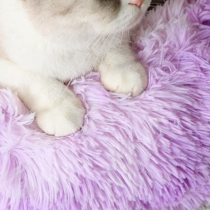 PawCozy Nest: Plush Anti-Anxiety Pet Bed, Light Grey