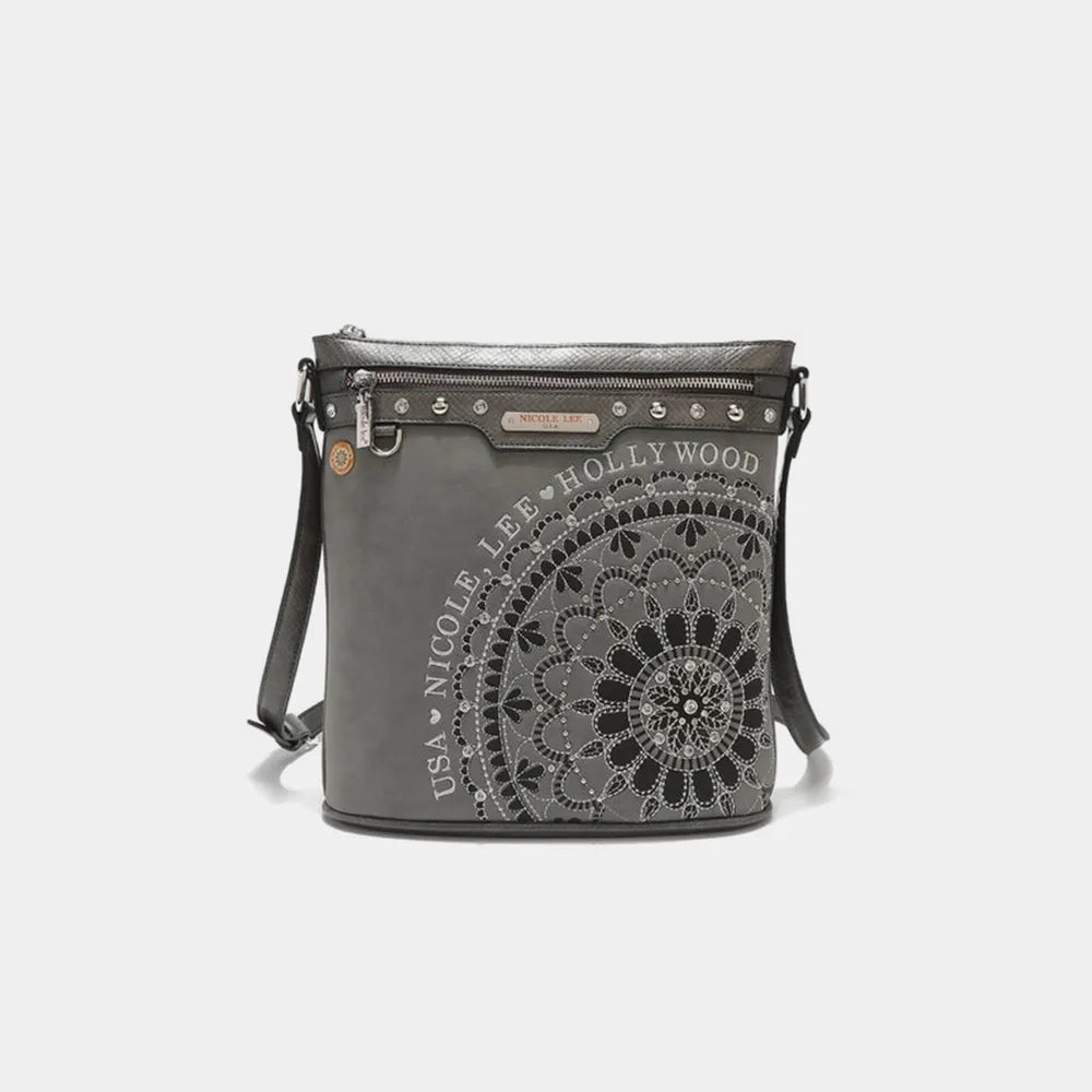 Nicole Lee USA Metallic Stitching Embroidery Inlaid Rhinestone Crossbody Bag - Premium Wallet from Trendsi - Just $58.99! Shop now at Handbags Specialist Headquarter