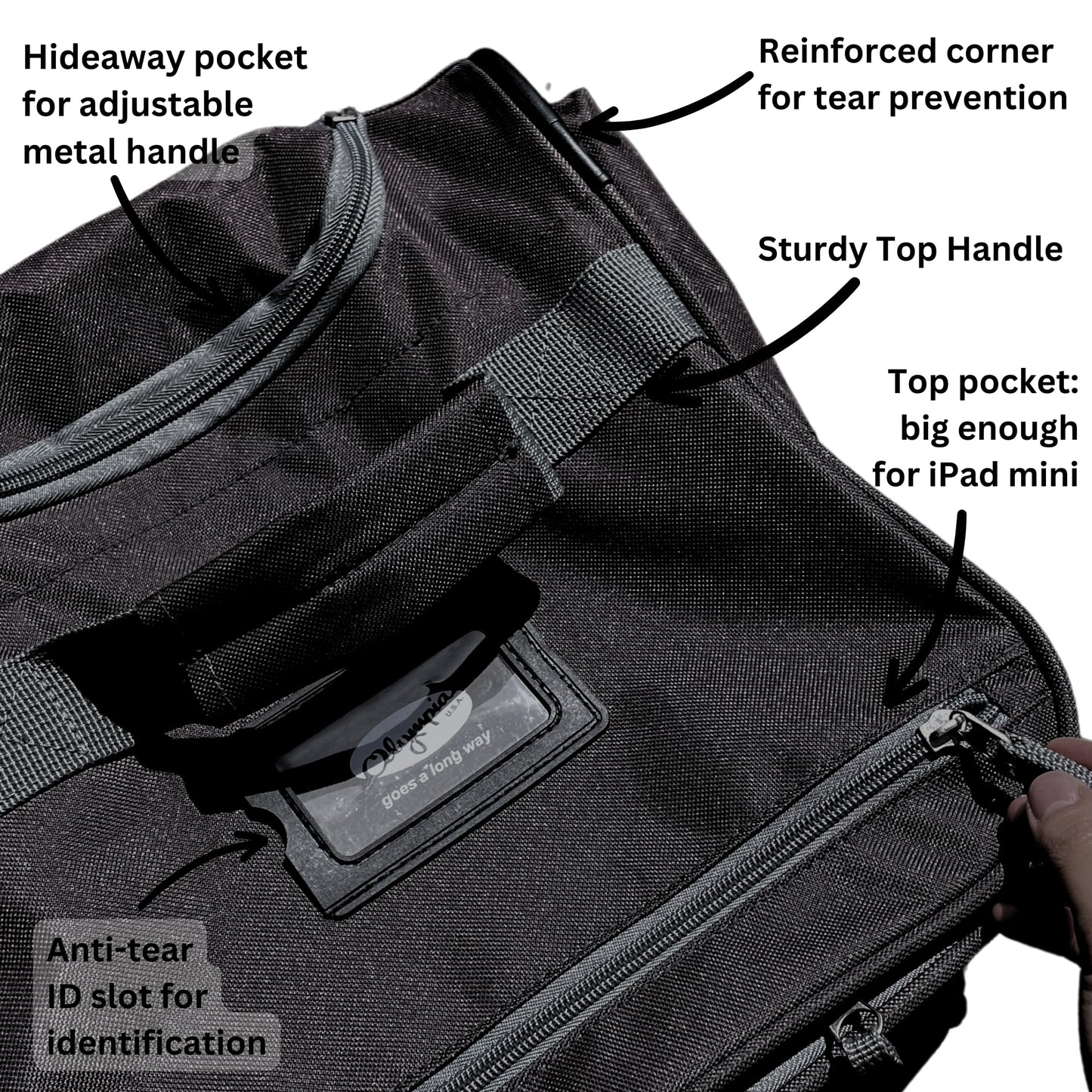 Olympia 22 Max Wheeled Duffel: 8-Pocket Water-Resist