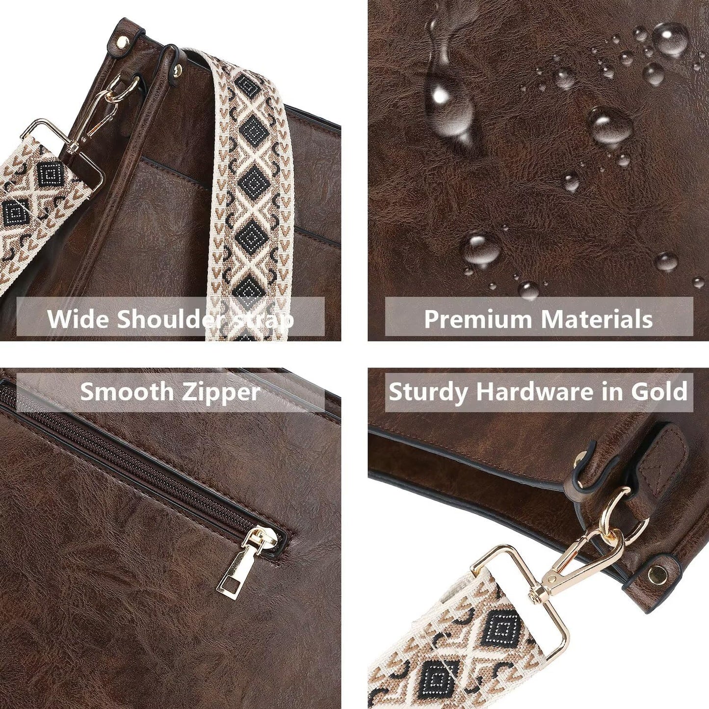 AUYOCO Chic Vegan Leather Crossbody Bag with Strap