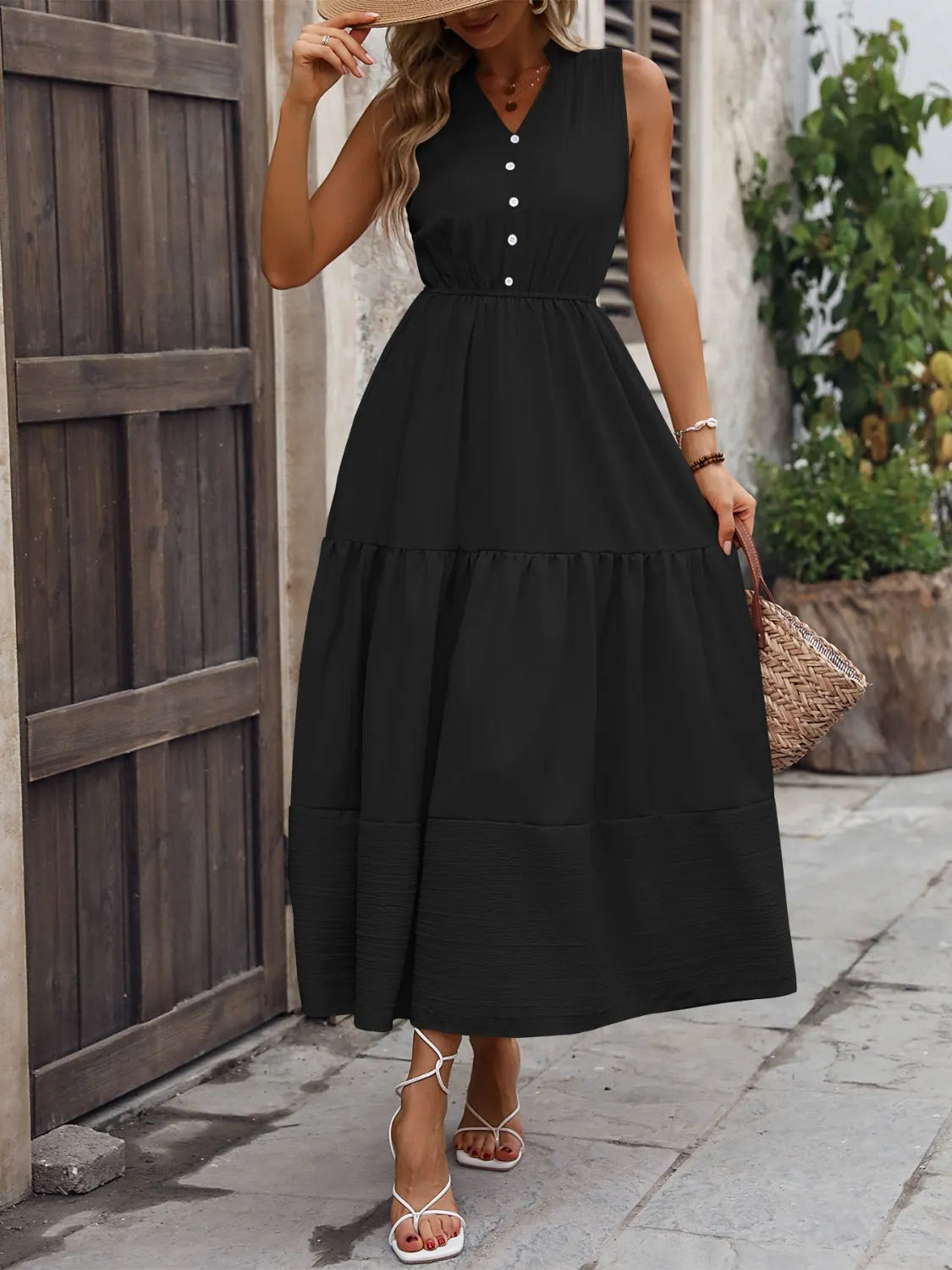 Notched Sleeveless Maxi Tank Dress - Premium Maxi Dress from Trendsi - Just $30.99! Shop now at Handbags Specialist Headquarter