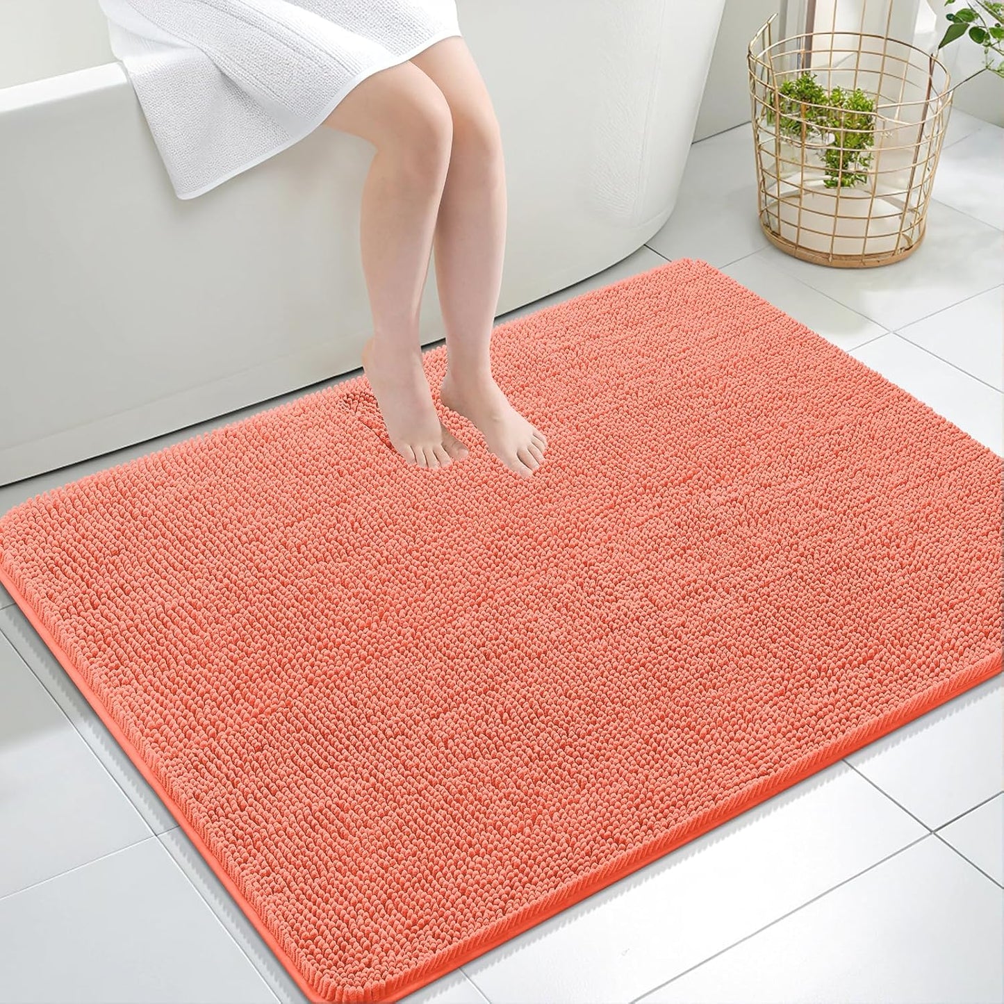 OLANLY Luxe Chenille Bath Mat - Quick Dry & Soft