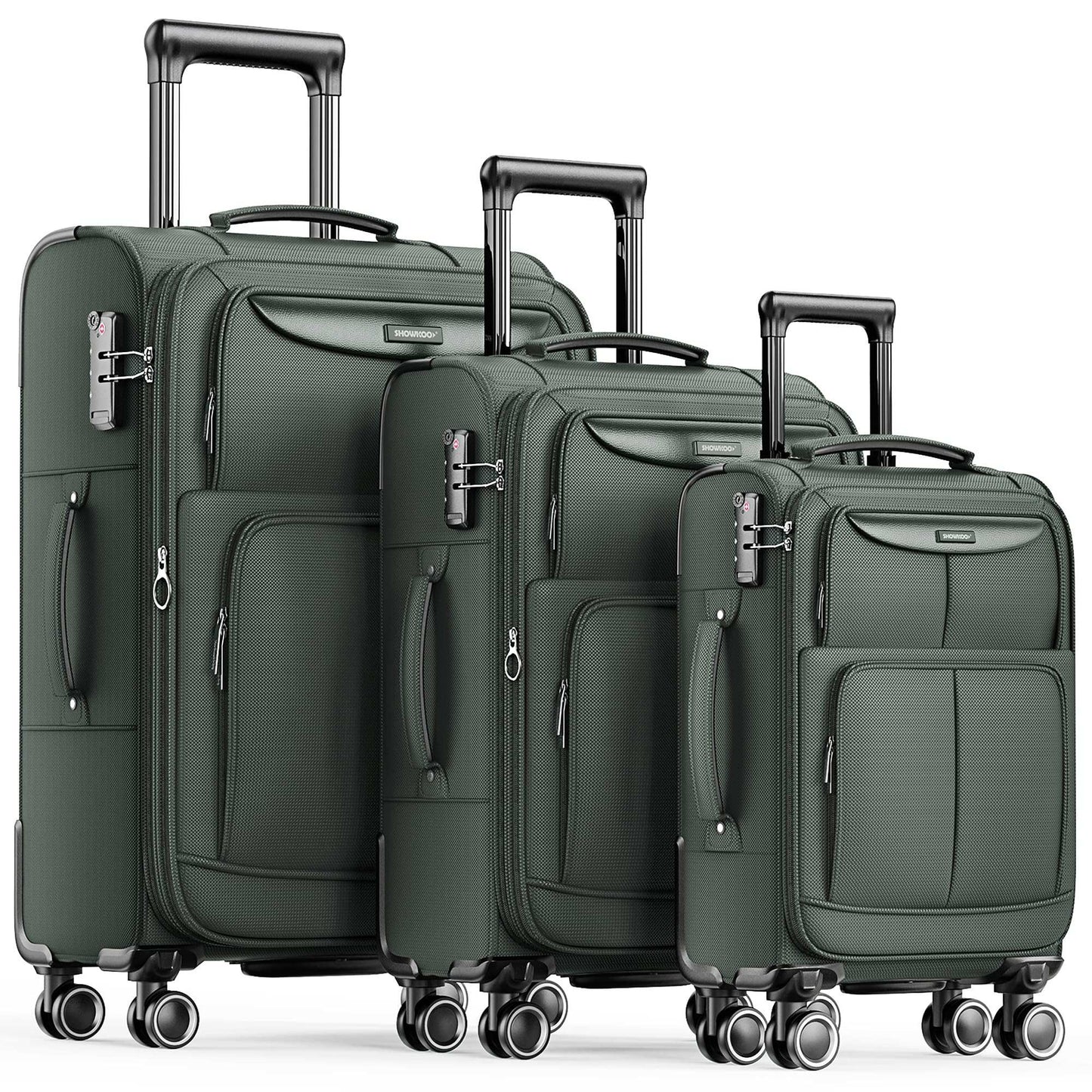 SHOWKOO Armygreen 3-Piece Expandable Luggage Set