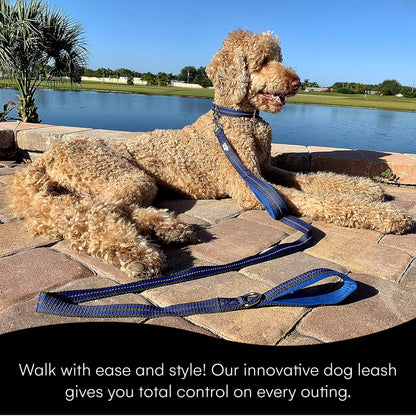 RhinoGrip Aqua: Double Handle Reflective Dog Leash