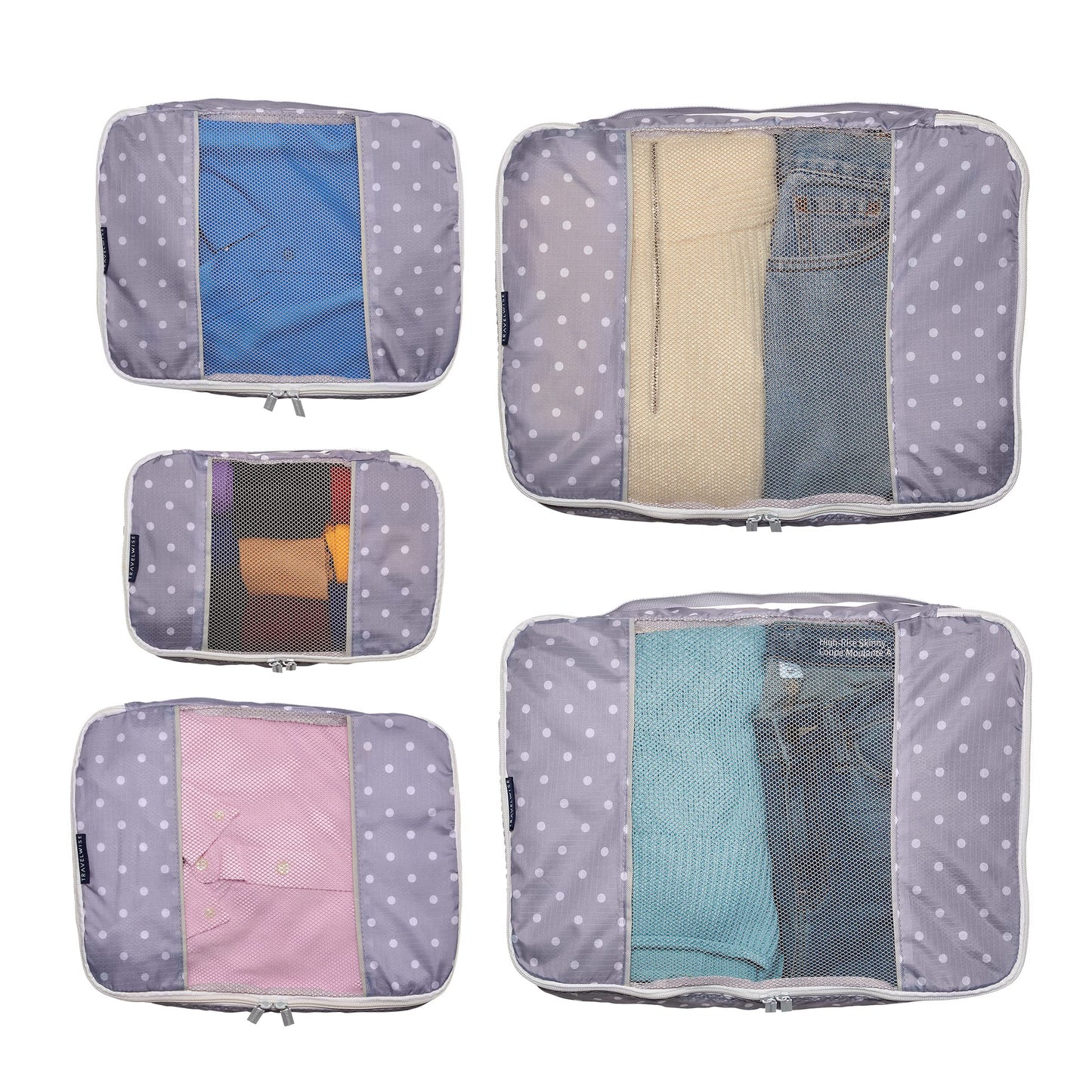 TravelWise Weekender Packing Cube Set - Silver 5-Piece