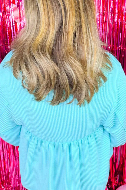 Plus Size Textured Peplum Long Sleeve Blouse - Premium Plus Size Shirts from Trendsi - Just $45.60! Shop now at Handbags Specialist Headquarter