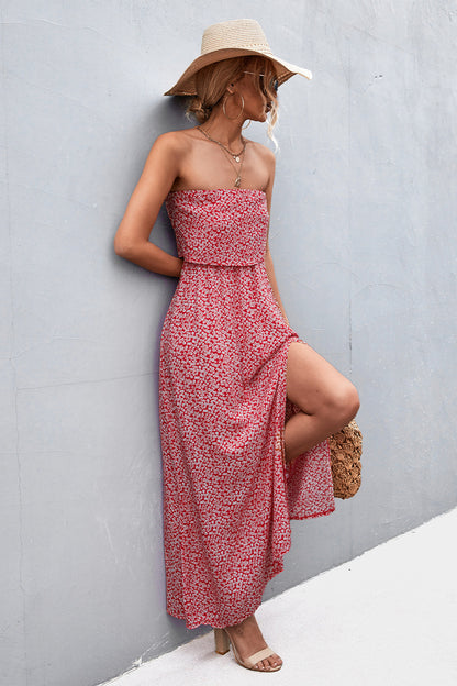 Strapless Split Maxi Dress - Premium Maxi Dress from Trendsi - Just $31.99! Shop now at Handbags Specialist Headquarter
