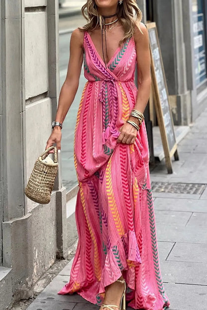 Printed Surplice Maxi Cami Dress - Premium Maxi Dress from Trendsi - Just $69.99! Shop now at Handbags Specialist Headquarter