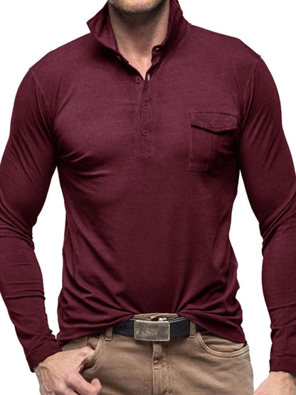 Men's Basic style Collared Neck Long Sleeve Polo - Premium Men's Polo shirt from Trendsi - Just $41.99! Shop now at Handbags Specialist Headquarter