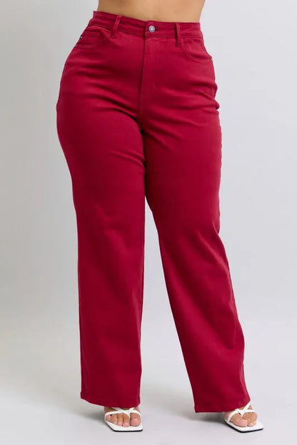 Judy Blue Full Size High Waist Heart Shaped Back Pockets 90's Straight Jeans Plus Size - Premium Women / Jeans & Denim from Trendsi - Just $63.99! Shop now at Handbags Specialist Headquarter