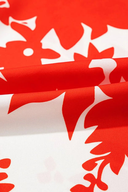 Plant Print Tiered Ruffled Sleeve Tie Neck Blouse - Premium Tops from Trendsi - Just $26.02! Shop now at Handbags Specialist Headquarter