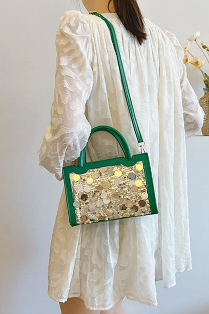 PU Leather Sequin Handbag - Premium handbags from Trendsi - Just $29.99! Shop now at Handbags Specialist Headquarter