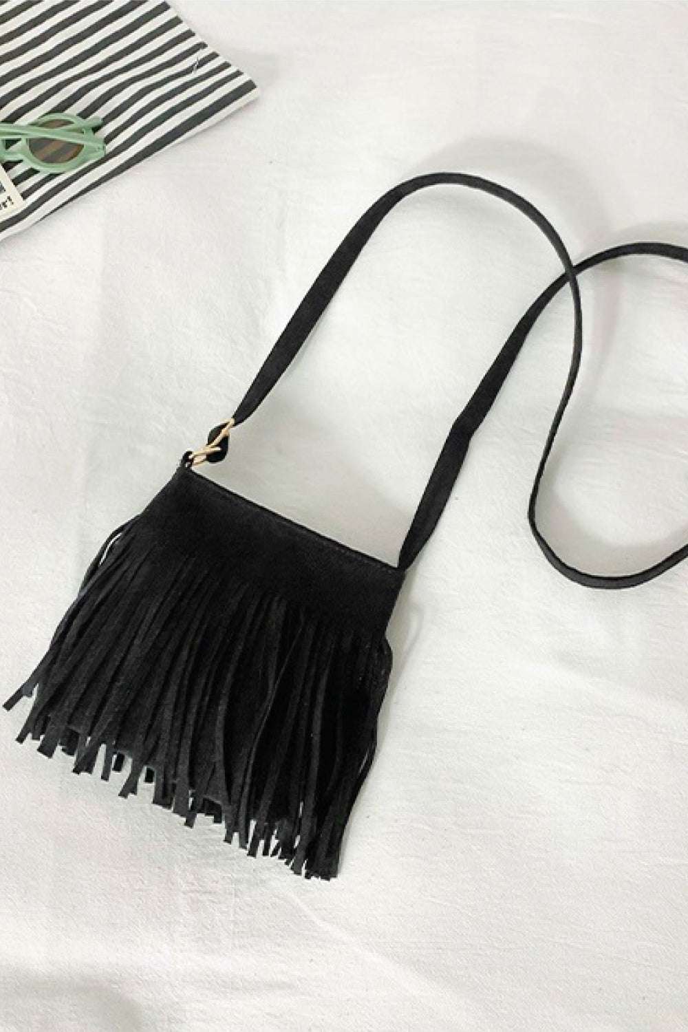 Adored PU Leather Crossbody Bag with Fringe - Premium Crossbody Bag from Trendsi - Just $26.99! Shop now at Handbags Specialist Headquarter