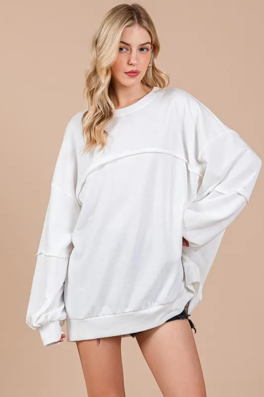 Ces Femme Exposed Seam Long Sleeve Sweatshirt - Premium Men's Sweatshirts from Trendsi - Just $47.90! Shop now at Handbags Specialist Headquarter