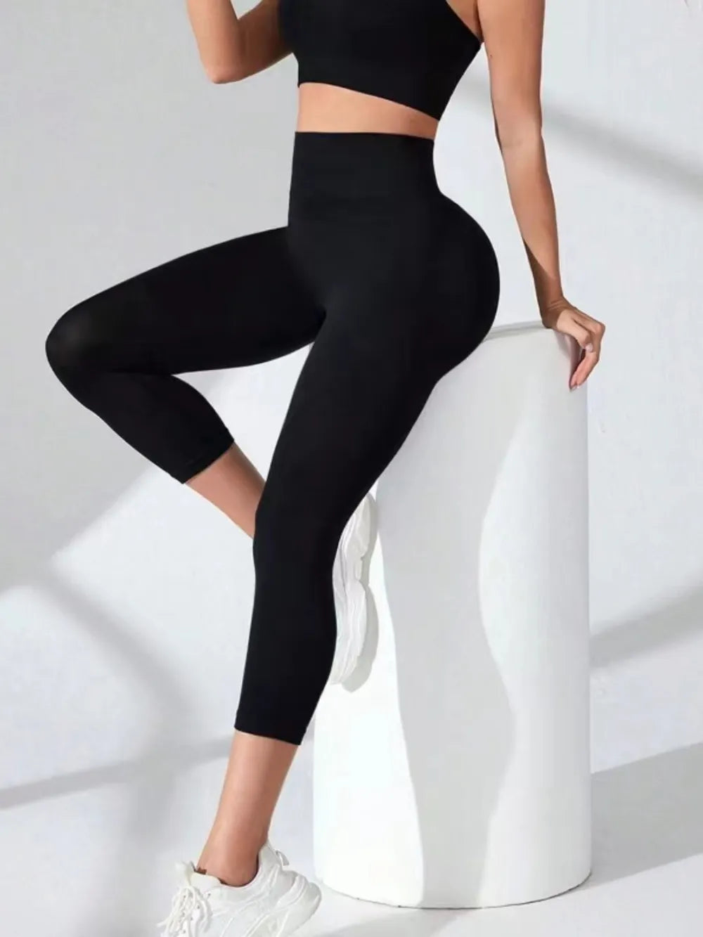 High Waist Cropped Active Leggings - Premium Leggings from Trendsi - Just $31.92! Shop now at Handbags Specialist Headquarter