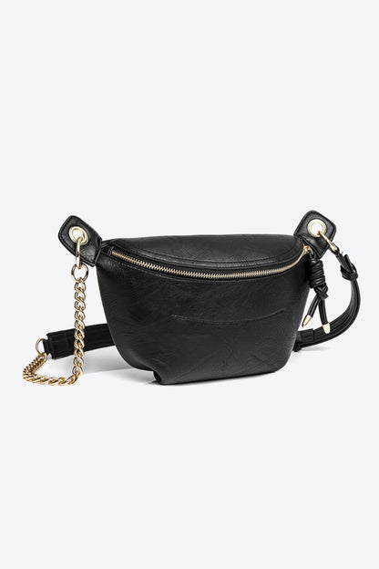 PU Leather Chain Strap Crossbody Bag - Premium Crossbody Bag from Trendsi - Just $35.99! Shop now at Handbags Specialist Headquarter