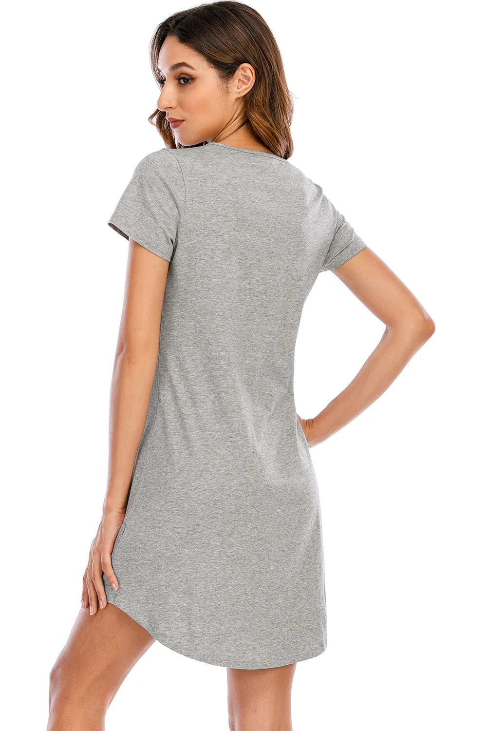 Graphic Round Neck Short Sleeve Lounge Dress - Premium Sleepwear from Trendsi - Just $24! Shop now at Handbags Specialist Headquarter