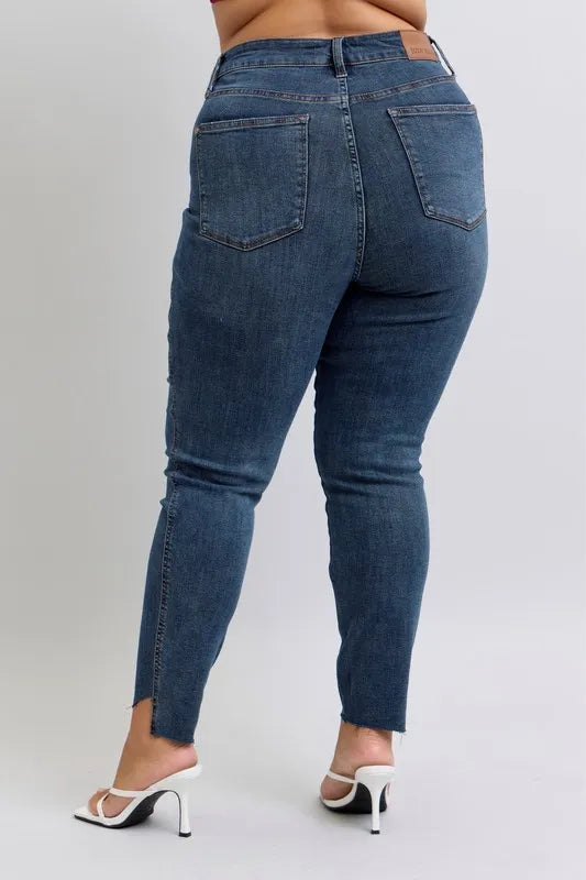 Judy Blue Full Size High Waist Tummy Control Step Hem Skinny Jeans Plus Size - Premium Women / Jeans & Denim from Trendsi - Just $61.99! Shop now at Handbags Specialist Headquarter
