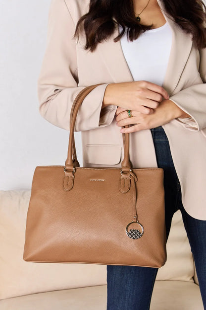 David Jones Structured Leather Handbag - Premium handbags from Trendsi - Just $54.99! Shop now at Handbags Specialist Headquarter