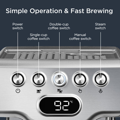 GeekCraft 20-Bar Espresso & Milk Frother Station