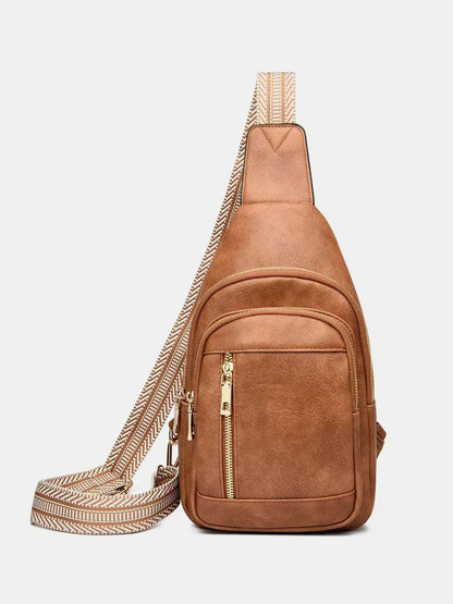 PU Leather Adjustable Strap Crossbody Bag - Premium Crossbody Bag from Trendsi - Just $37.99! Shop now at Handbags Specialist Headquarter