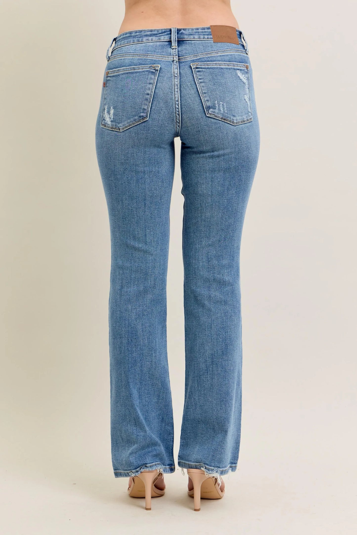 Judy Blue Full Size Mid Rise Wash Destroy Hem Bootcut Jeans Plus Size - Premium Women / Jeans & Denim from Trendsi - Just $66.99! Shop now at Handbags Specialist Headquarter