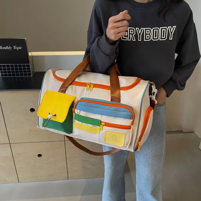 Color Block Multi-Pockets Travel Bag - Premium travel-bag from Trendsi - Just $39.99! Shop now at Handbags Specialist Headquarter