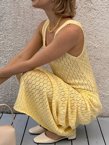 Openwork Sleeveless Maxi Dress - Premium Maxi Dress from Trendsi - Just $31.99! Shop now at Handbags Specialist Headquarter