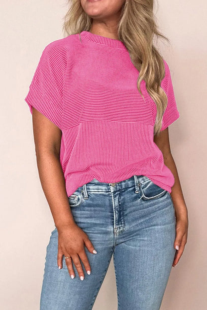 Mock Neck Short Sleeve T-Shirt - Premium Tops from Trendsi - Just $22.16! Shop now at Handbags Specialist Headquarter