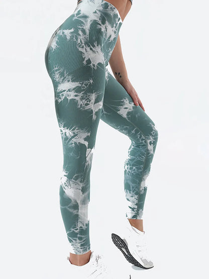 Tie-Dye High Waist Active Leggings - Premium Leggings from Trendsi - Just $41.40! Shop now at Handbags Specialist Headquarter