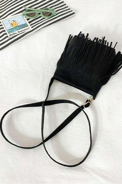 Adored PU Leather Crossbody Bag with Fringe - Premium Crossbody Bag from Trendsi - Just $26.99! Shop now at Handbags Specialist Headquarter