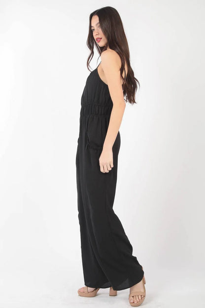 VERY J Pintuck Detail Woven Sleeveless Jumpsuit - Premium Sleepwear from Trendsi - Just $45.99! Shop now at Handbags Specialist Headquarter