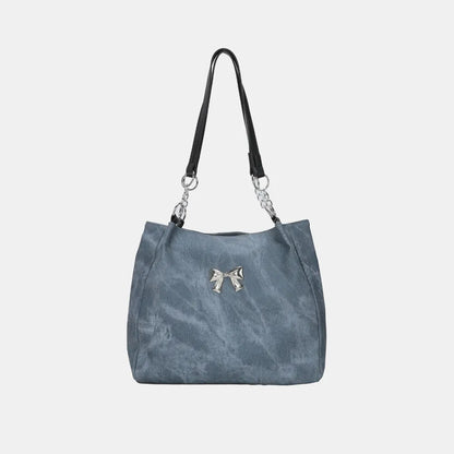 Bow Polyester Medium Tote Bag - Premium Tote Bag from Trendsi - Just $39.99! Shop now at Handbags Specialist Headquarter