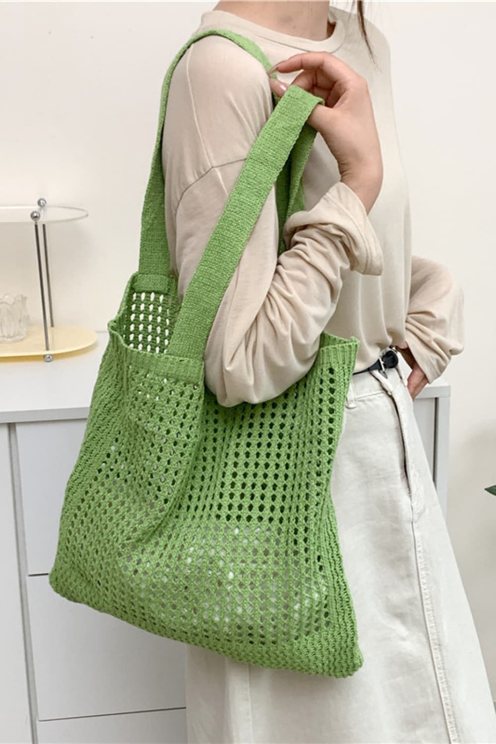 Openwork Tote Bag - Premium Tote Bag from Trendsi - Just $25.99! Shop now at Handbags Specialist Headquarter
