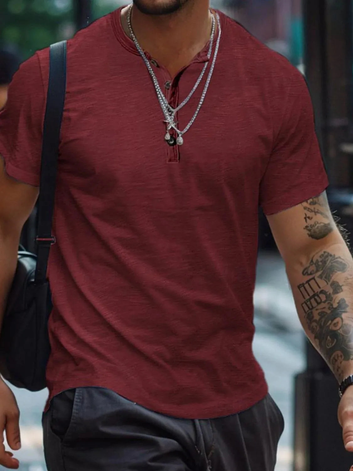 Men's Full Size Button Henley Collar Polo Shirt Plus Size - Premium Men's Polo shirt from Trendsi - Just $23.20! Shop now at Handbags Specialist Headquarter