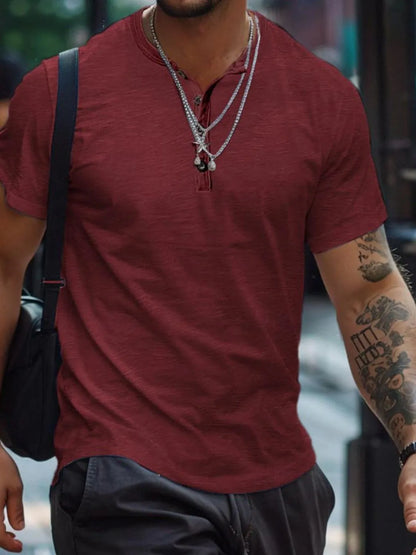 Men's Full Size Button Henley Collar Polo Shirt Plus Size - Premium Men's Polo shirt from Trendsi - Just $23.20! Shop now at Handbags Specialist Headquarter