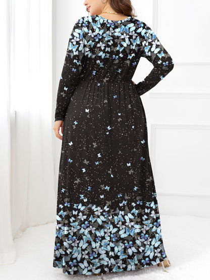 Plus Size Round Neck Maxi Dress with Pockets - Premium Dresses from Trendsi - Just $48.99! Shop now at Handbags Specialist Headquarter