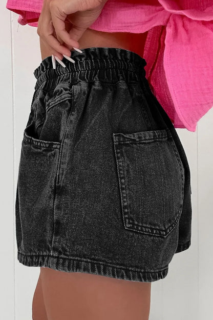 Drawstring High Waist Denim Shorts with Pockets - Premium Women / Jeans & Denim from Trendsi - Just $34.12! Shop now at Handbags Specialist Headquarter