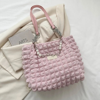 Cloud Puffy Polyester Tote Bag - Premium Tote Bag from Trendsi - Just $39.99! Shop now at Handbags Specialist Headquarter