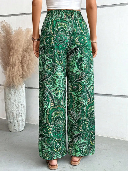 Printed Wide Leg Pants - Premium Women Pants from Trendsi - Just $27.99! Shop now at Handbags Specialist Headquarter