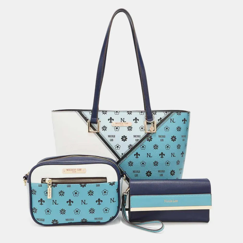 Nicole Lee USA 3-Piece Color Block Handbag Set - Premium handbags from Trendsi - Just $50.99! Shop now at Handbags Specialist Headquarter