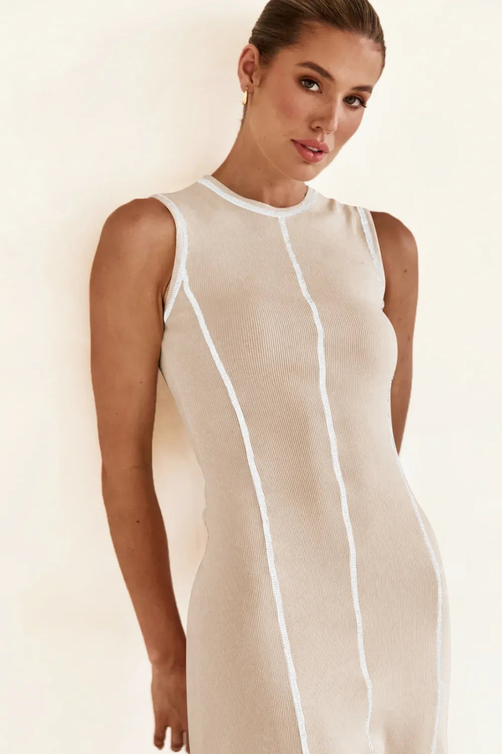 Contrast Stitching Maxi Tank Dress - Premium Maxi Dress from Trendsi - Just $32.99! Shop now at Handbags Specialist Headquarter