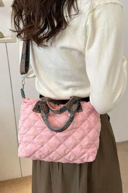 Bubble Textured Printed Strap Handbag.