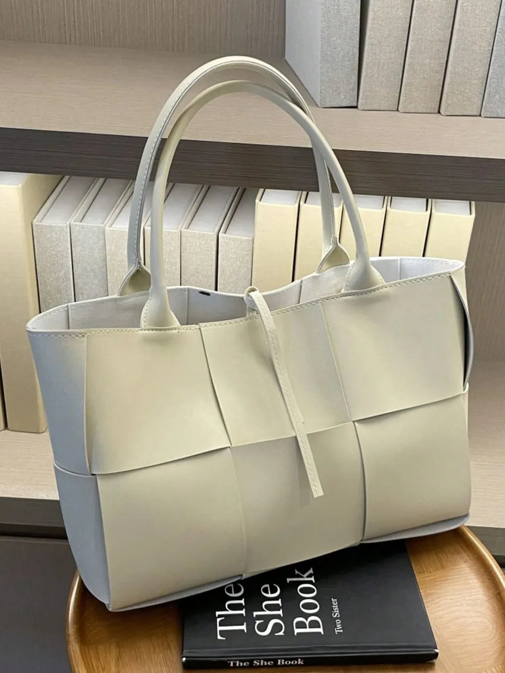 PU Leather Woven Handbag and Clutch Set - Premium handbags from Trendsi - Just $21.99! Shop now at Handbags Specialist Headquarter