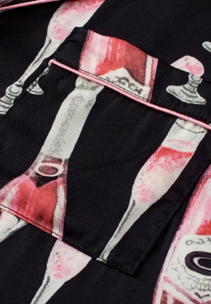 Champagne Print Short Sleeve Top and Shorts Set - Premium Sleepwear from Trendsi - Just $56.99! Shop now at Handbags Specialist Headquarter