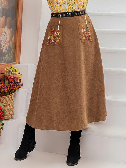 Plus Size Embroidered Pocketed High Waist Skirt - Premium  from Trendsi - Just $42.99! Shop now at Handbags Specialist Headquarter