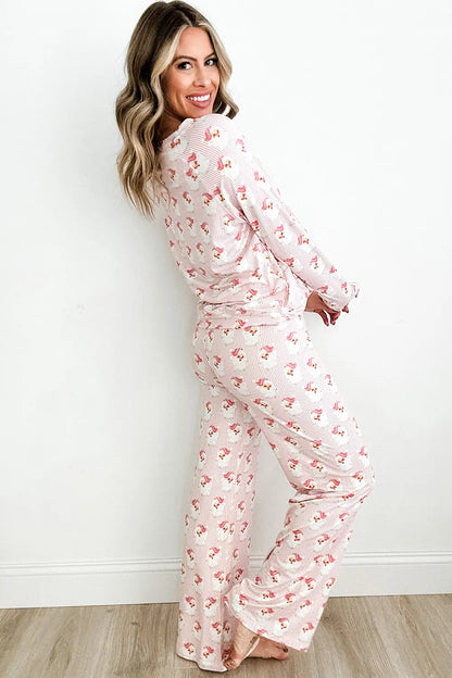 Santa Print Long Sleeve Top and Pants Lounge Set - Premium Sleepwear from Trendsi - Just $46.99! Shop now at Handbags Specialist Headquarter