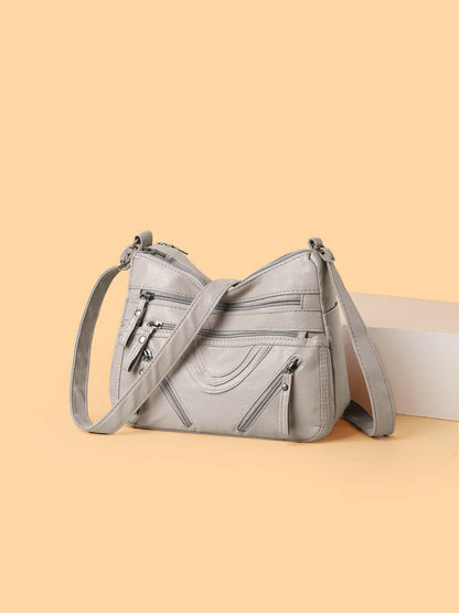 PU Multi-Compartment Crossbody Bag.