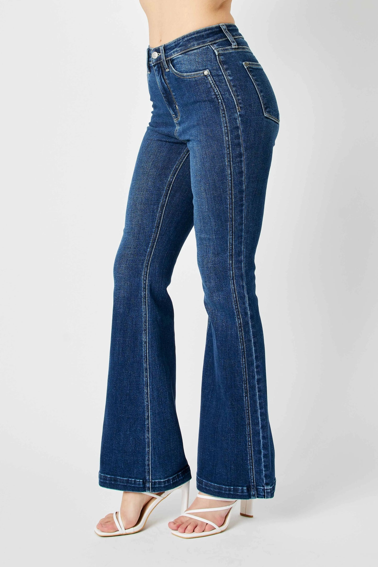 Judy Blue Full Size Hw Angled Side Seam Detail Flare Jeans Plus Size - Premium Women / Jeans & Denim from Trendsi - Just $71.99! Shop now at Handbags Specialist Headquarter